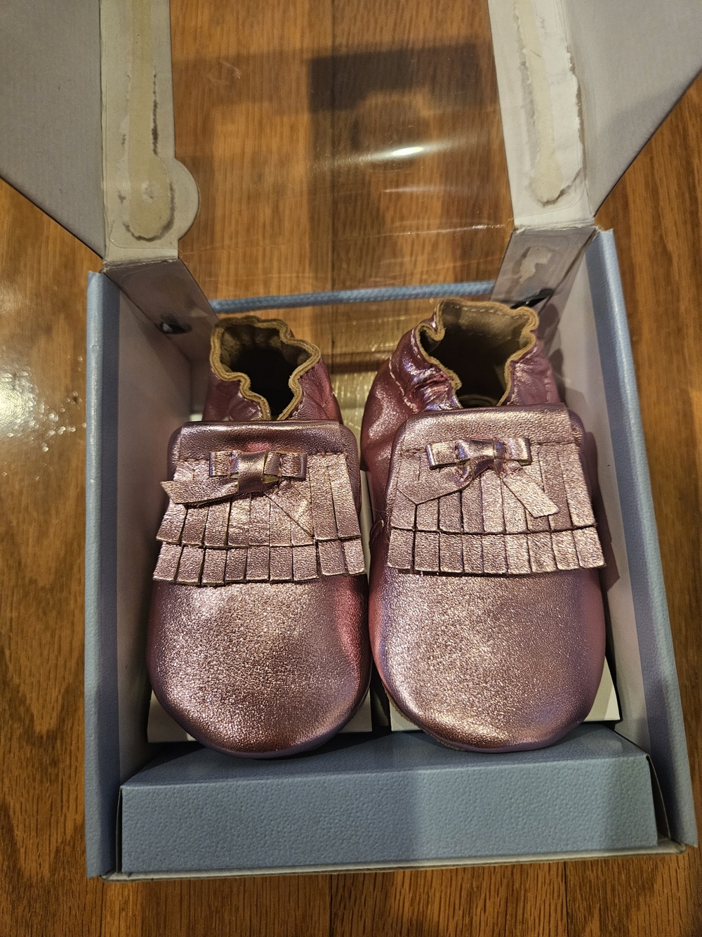Robeez Metallic Pink Fringe Baby Moccasins